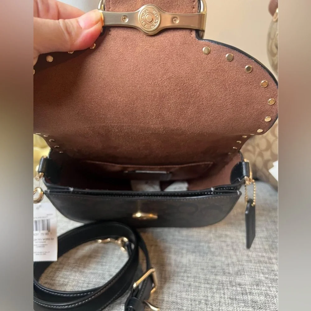 $199 Coach  Morgan Saddle Bag In Colorblock Signature Canvas - Picture 6 of 8